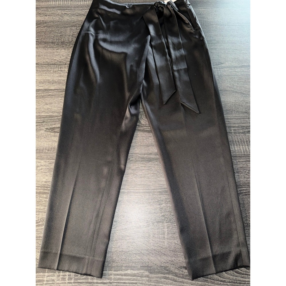 White House Black Market Black Satin Tie-Waist Trousers